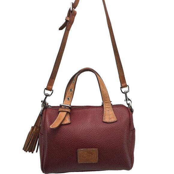 Vintage Dooney & Bourke Genuine Pebbled Leather Red Adj tote Crossbody Bag - Picture 3 of 15